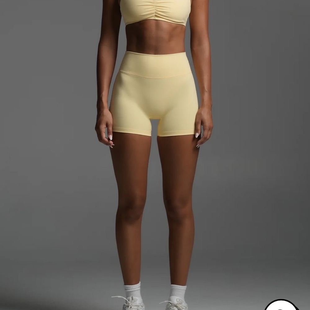 Yellow High-Waisted Bike Shorts with Stretchy Fit